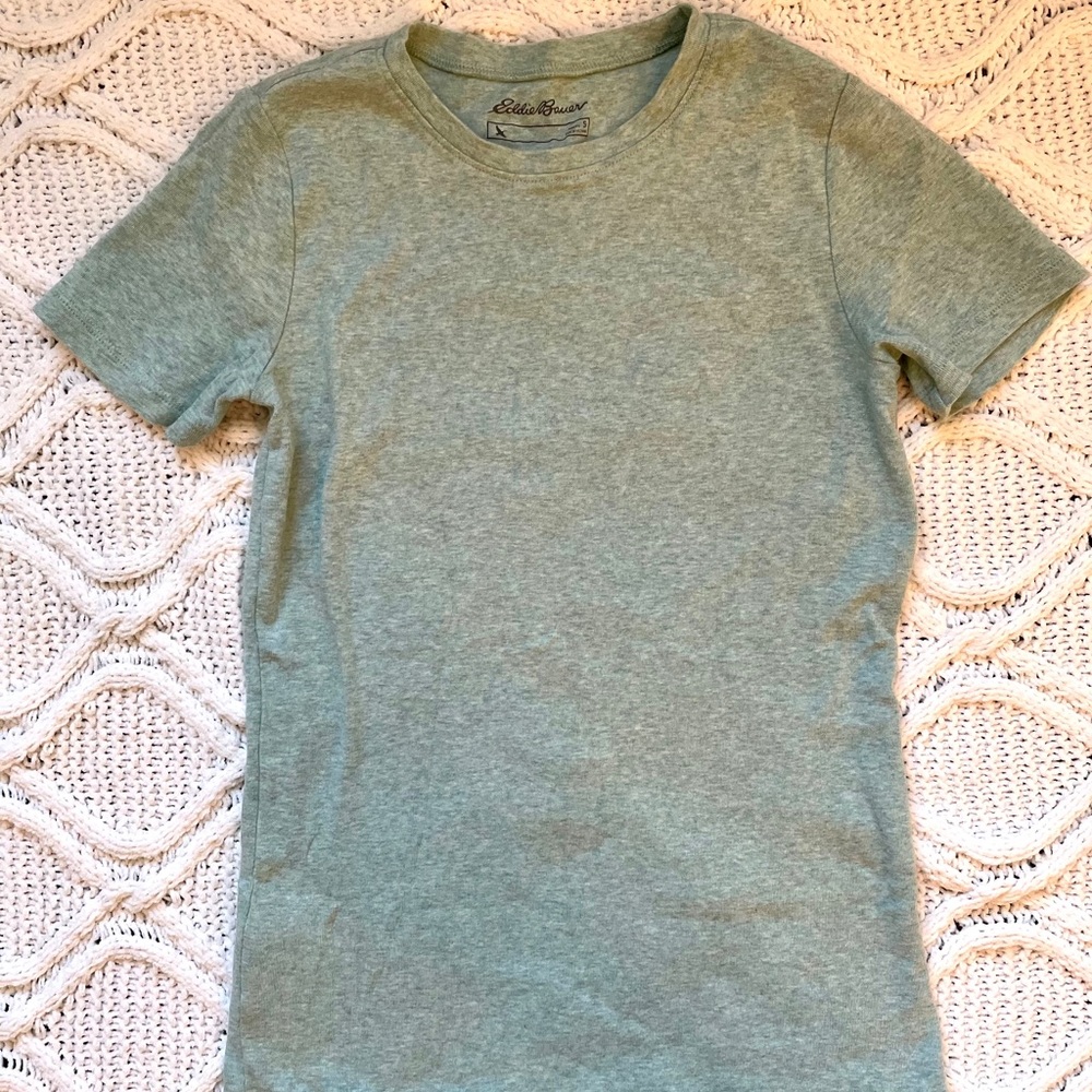 Eddie Bauer Crewneck Light Green Short Sleeve Top